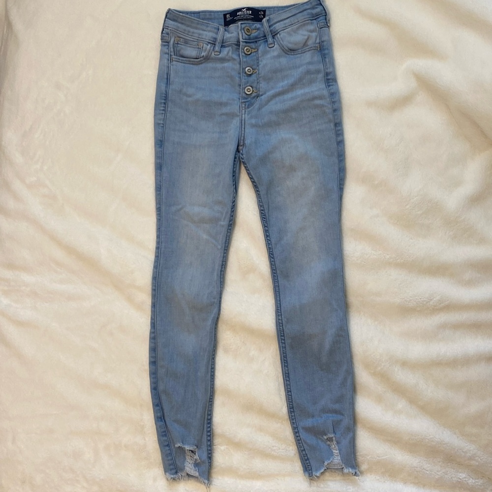 Hollister Light Blue High Rise Crop Skinny Jeans Size 24 or 0S classic stretch